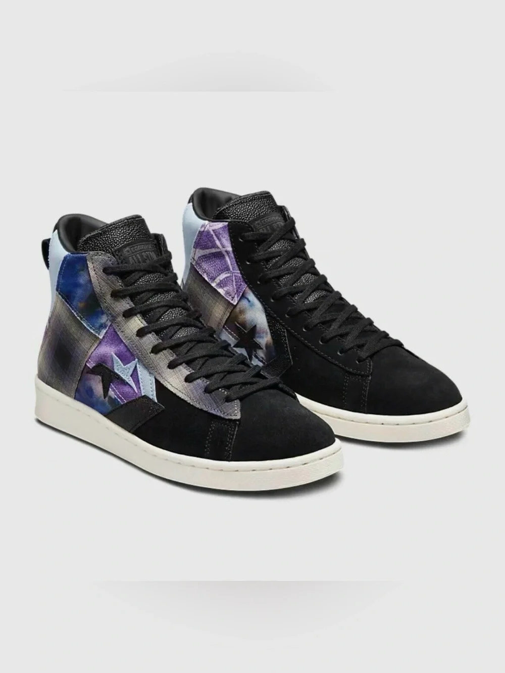 Women's Converse PRO LEATHER HI Black Sneakers Multi- Patchwork